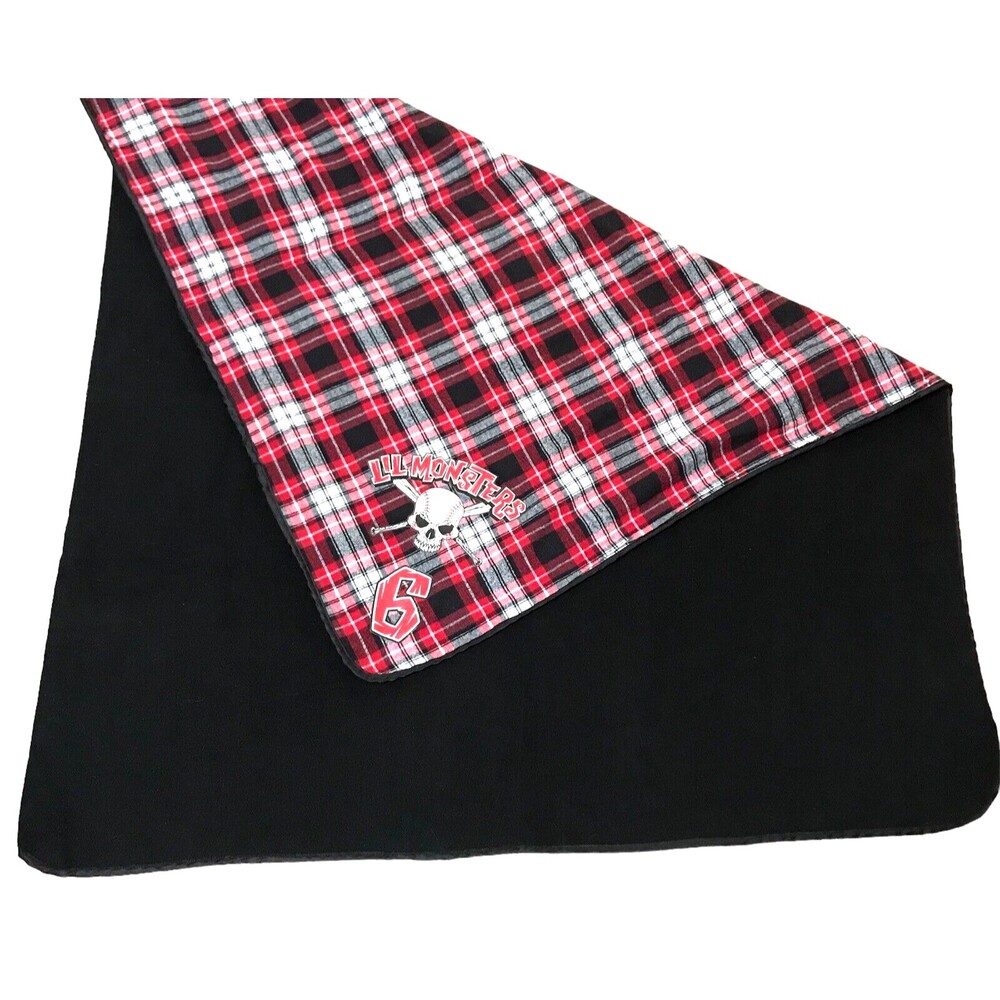 Boxercraft Everest Blanket Lil Monsters 6 Red Black White Tartan Plaid 48"x60"